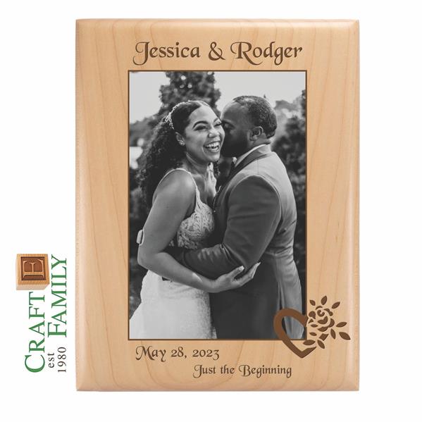 Personalized
Wedding
Picture Frame - Heart & Rose